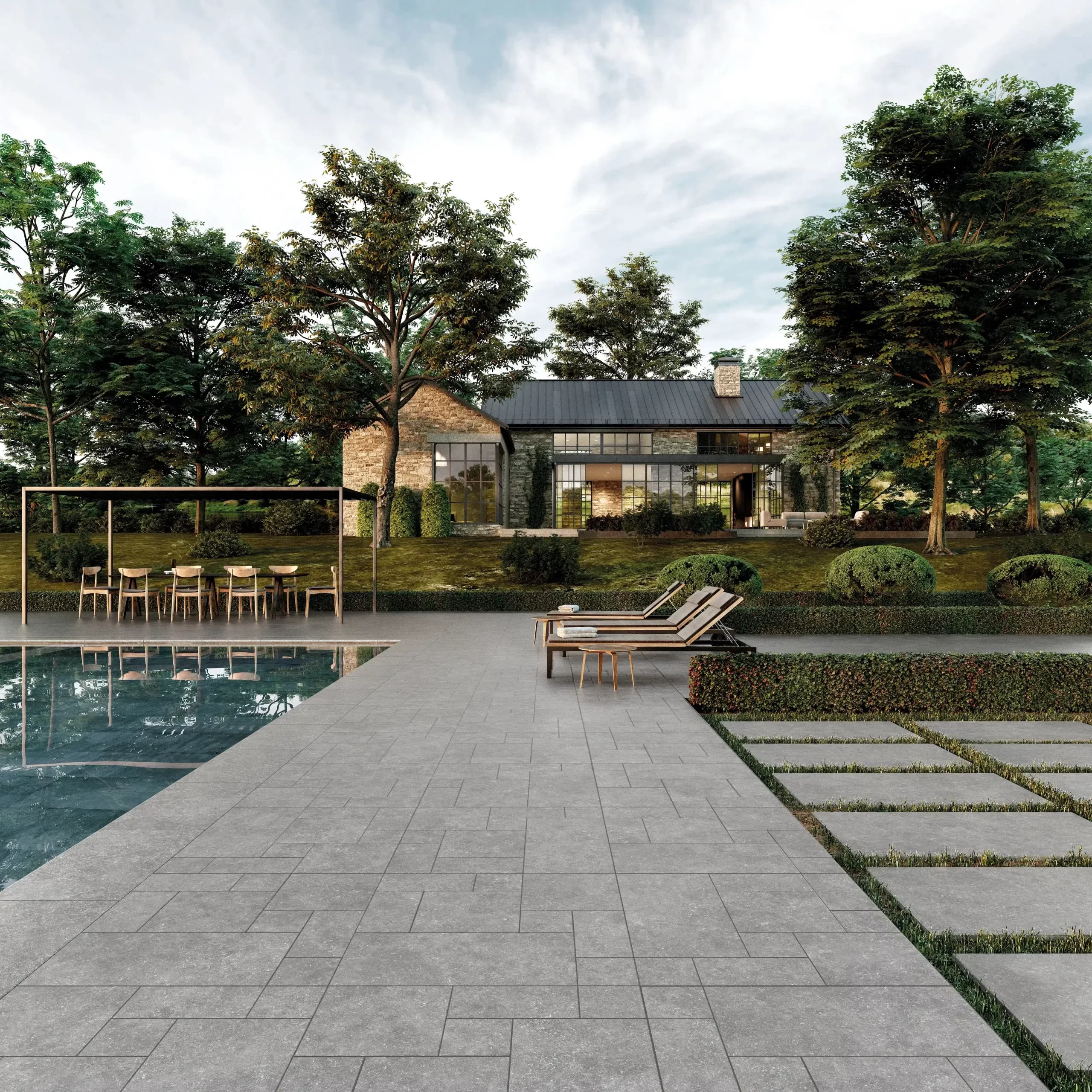 Exagres Ardenas 2 cm Outdoor Gris installed room